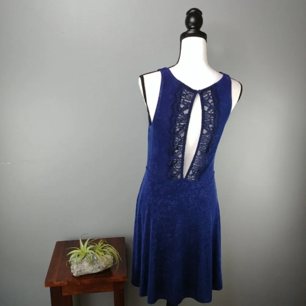 Free People Dress Navy Jacquard Lady Jane Sz M